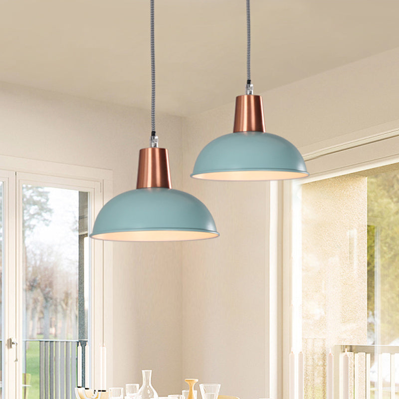 Metal Dome Pendant Light - Macaron Loft Suspension For Kitchen Or Stairway