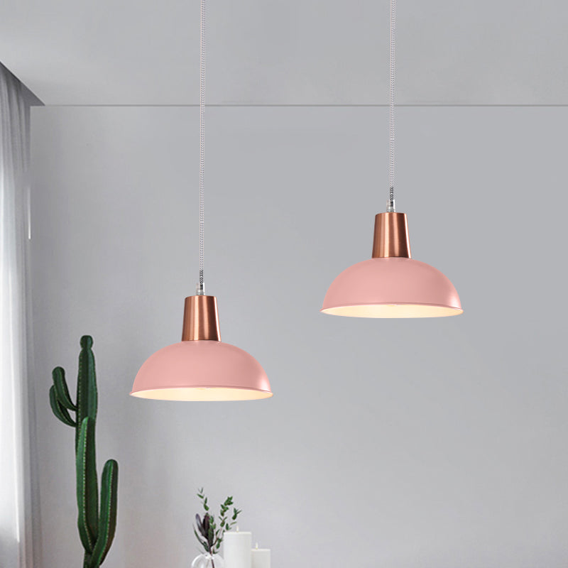 Metal Dome Pendant Light - Macaron Loft Suspension For Kitchen Or Stairway