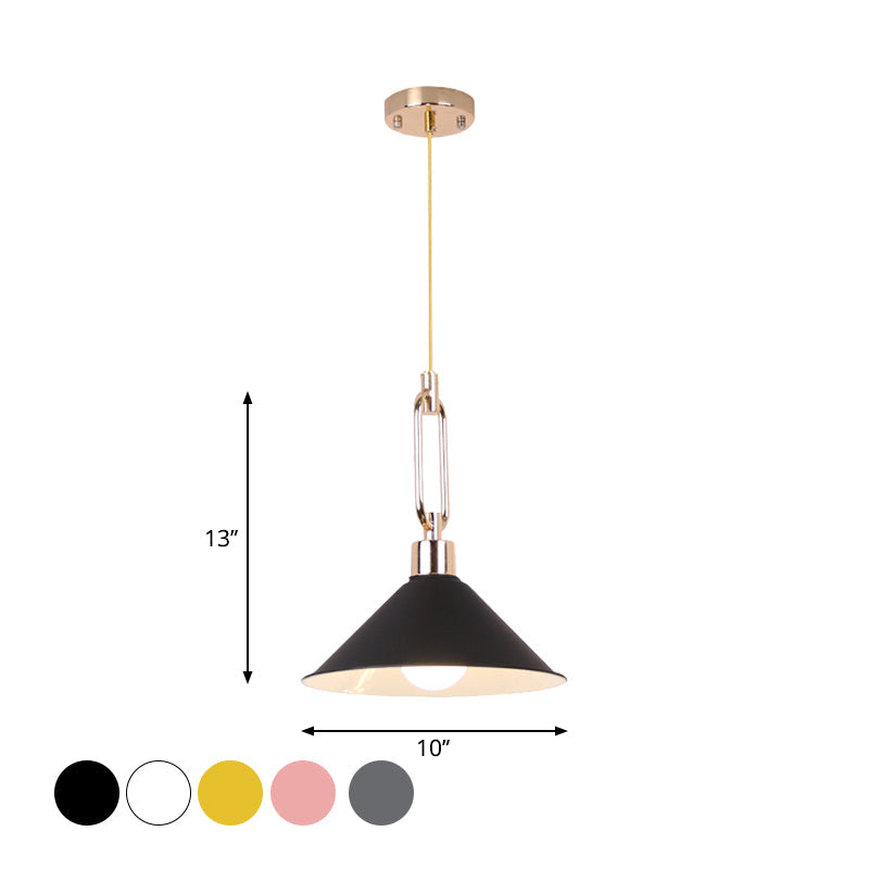 Metal Macaron Pyramid Pendant Lamp: Single Light Candy Colored Suspension for Hotels