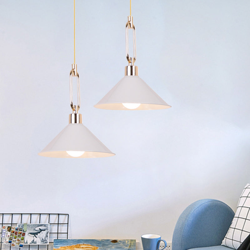 Hotel Macaron Pyramid Pendant Lamp: Candy Colored Single Light Metal Suspension
