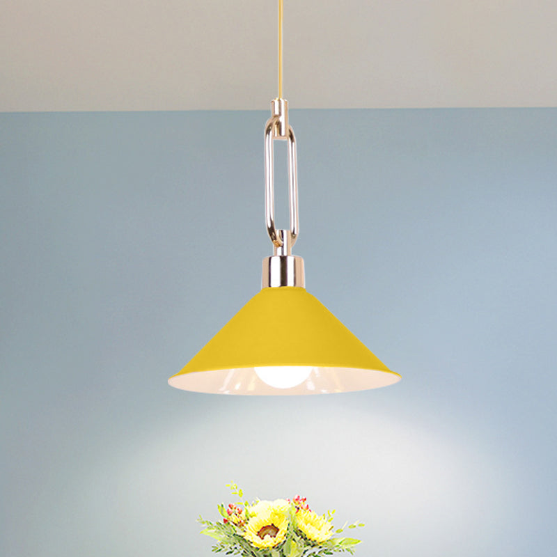 Metal Macaron Pyramid Pendant Lamp: Single Light Candy Colored Suspension for Hotels