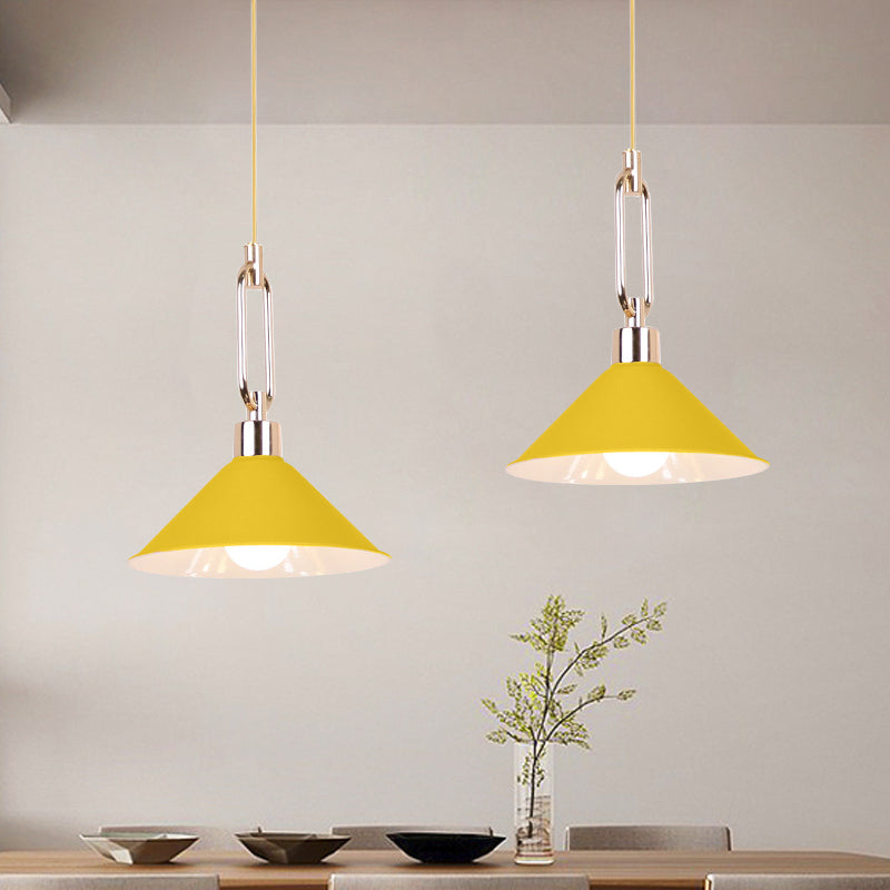 Hotel Macaron Pyramid Pendant Lamp: Candy Colored Single Light Metal Suspension