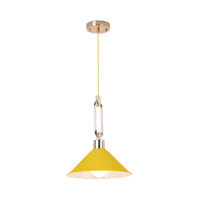 Metal Macaron Pyramid Pendant Lamp: Single Light Candy Colored Suspension for Hotels