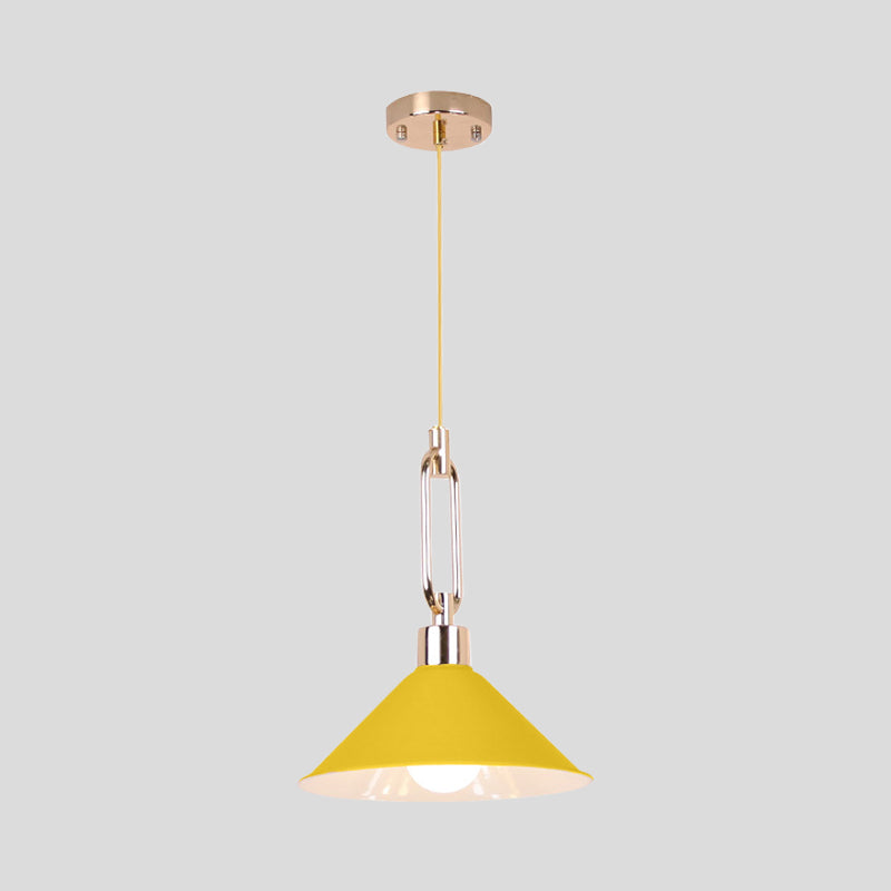 Metal Macaron Pyramid Pendant Lamp: Single Light Candy Colored Suspension for Hotels