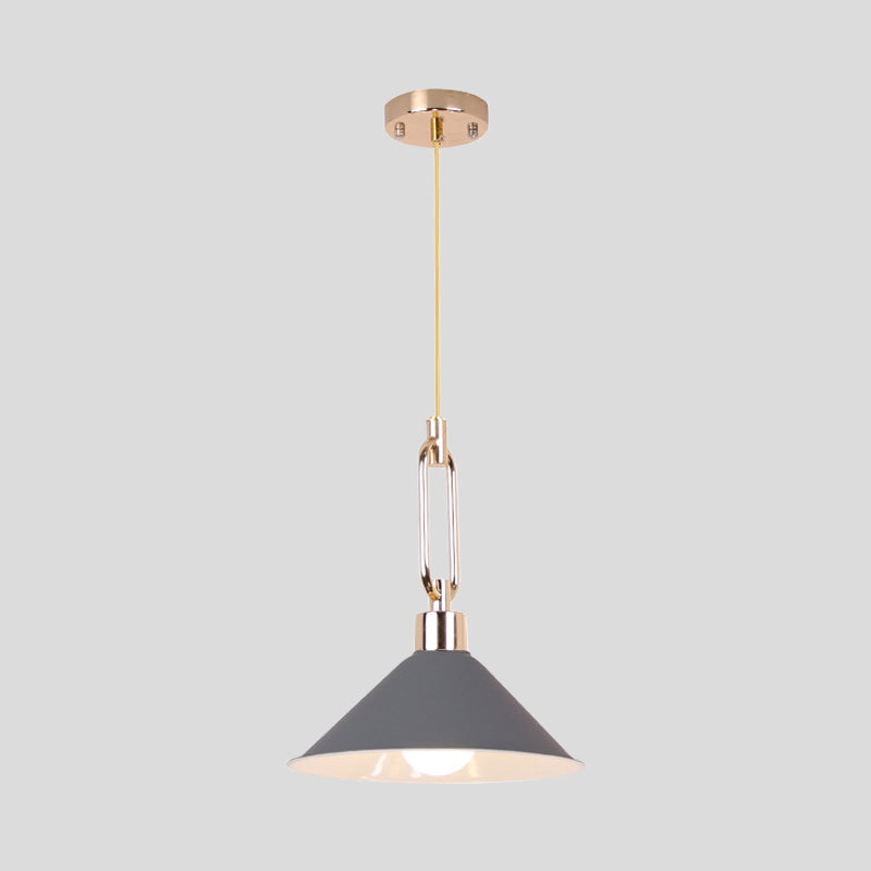 Hotel Macaron Pyramid Pendant Lamp: Candy Colored Single Light Metal Suspension