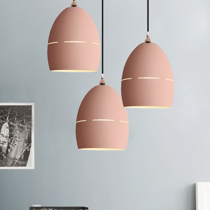 Metal Oval Suspension Light - Macaron Loft Hanging 1 For Dining Room Pink