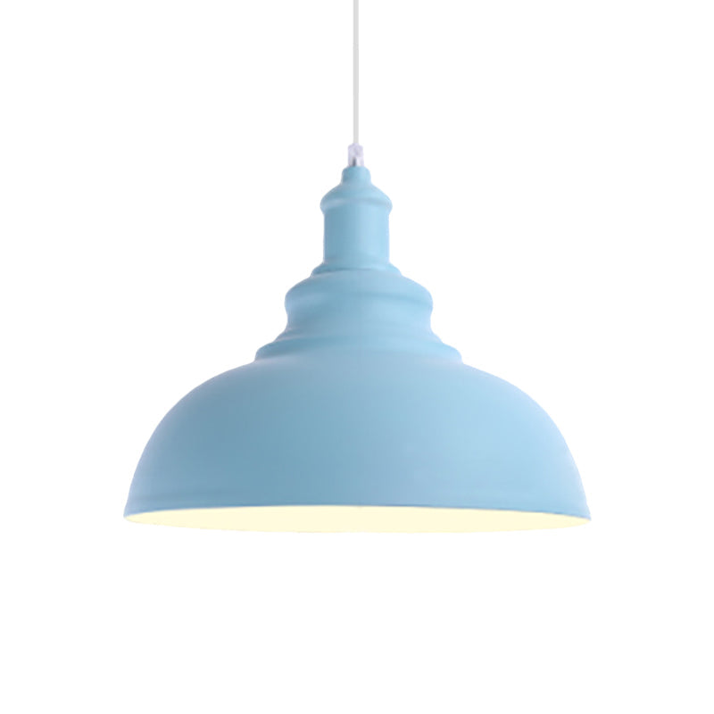 Macaron Style Metal Ceiling Light Fixture- Pink/Yellow Bowl Shape- Bedroom Suspended Lamp (1 Bulb)