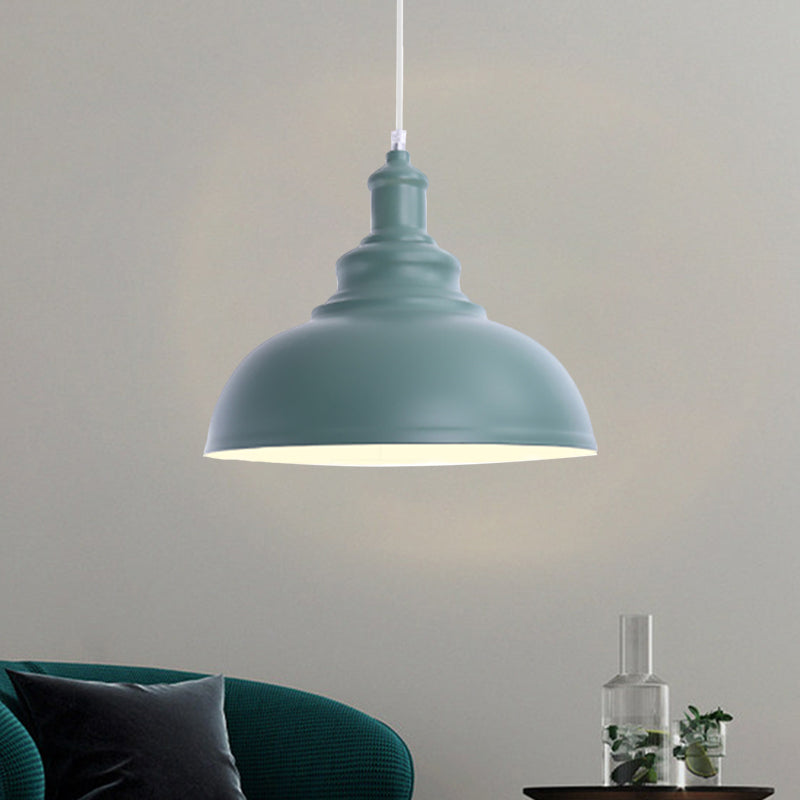 Macaron Style Metal Ceiling Light Fixture- Pink/Yellow Bowl Shape- Bedroom Suspended Lamp (1 Bulb)