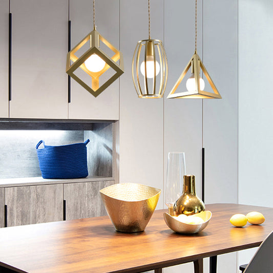 Golden Metal Farmhouse Hanging Lamp with 3 Lights: Stylish Living Room Suspended Light