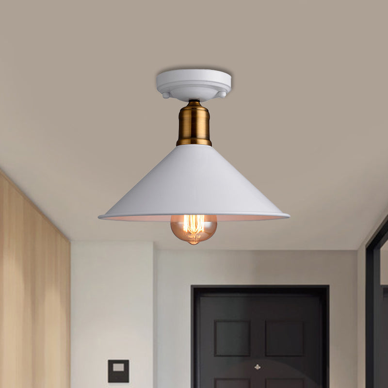 Conic Semi-Flush Mount Vintage Light - Stylish Black/White Metallic Ceiling Lighting