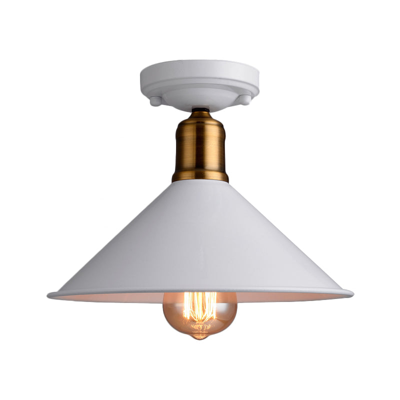 Conic Semi-Flush Mount Vintage Light - Stylish Black/White Metallic Ceiling Lighting