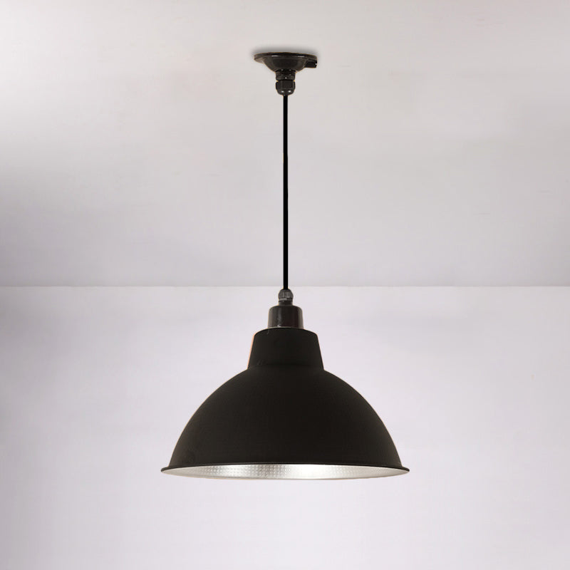 Retro Stylish Metallic Hanging Lamp - Bowl Coffee Shop Ceiling Fixture 1 Bulb Black/White 12/14/16