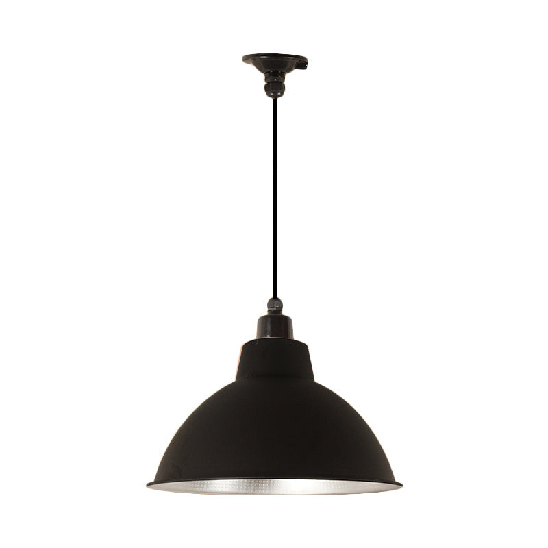 Retro Stylish Metallic Hanging Lamp - Bowl Coffee Shop Ceiling Fixture 1 Bulb Black/White 12/14/16