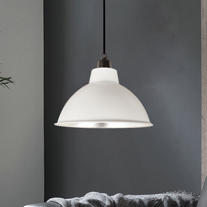 Retro Stylish Metallic Hanging Lamp - Bowl Coffee Shop Ceiling Fixture 1 Bulb Black/White 12/14/16