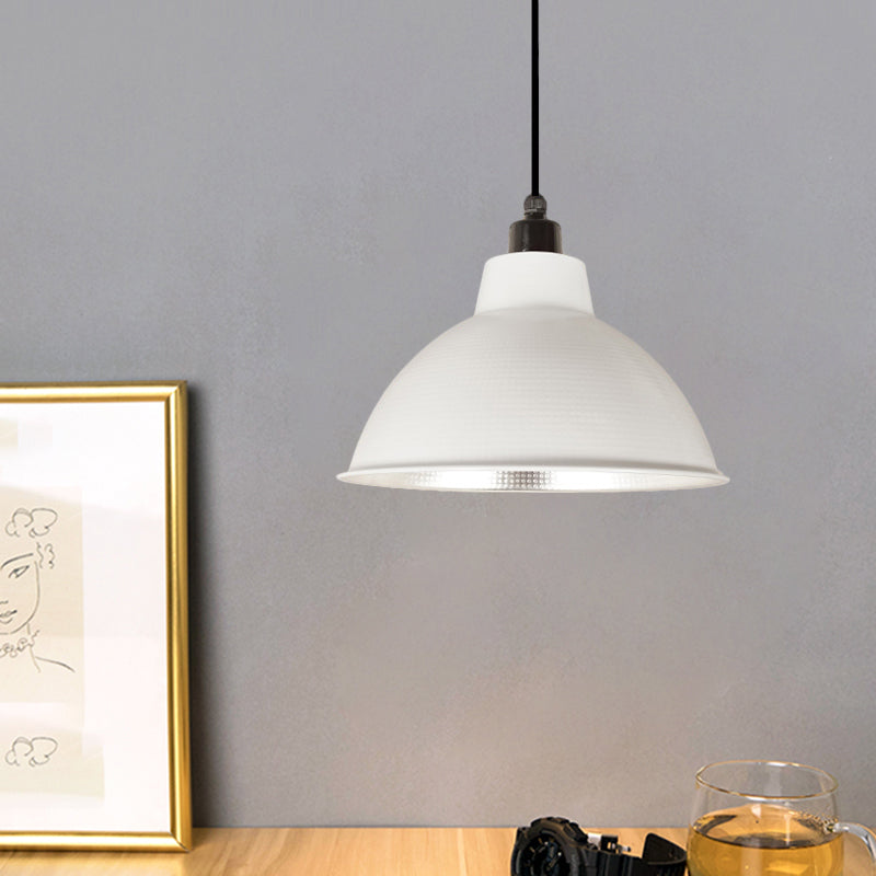 Retro Stylish Metallic Hanging Lamp - Bowl Coffee Shop Ceiling Fixture 1 Bulb Black/White 12/14/16