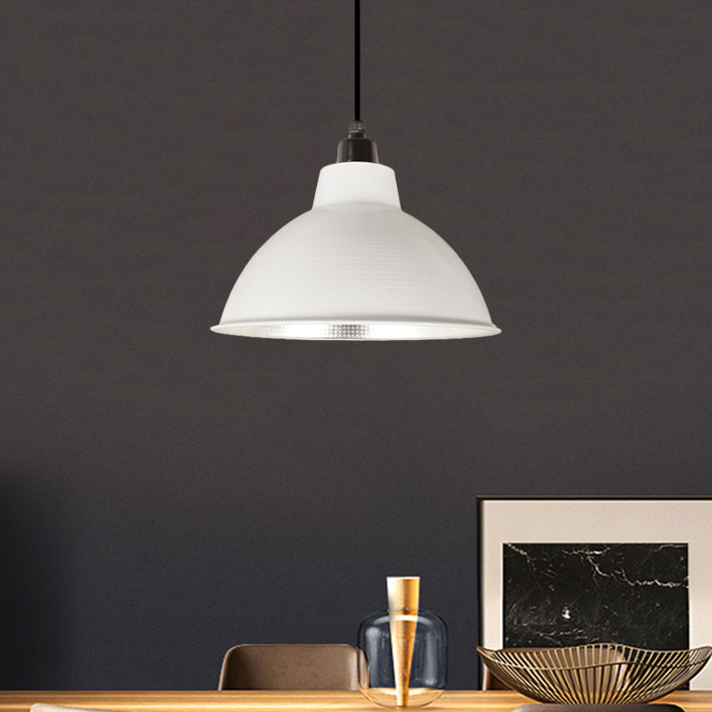 Retro Metallic Hanging Lamp - Stylish 1 Bulb Black/White Ceiling Fixture for Bowl Coffee Shop - Multiple Width Options (12"/14"/16")