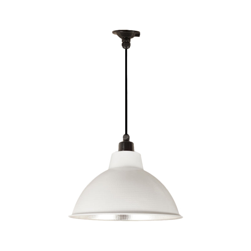Retro Metallic Hanging Lamp - Stylish 1 Bulb Black/White Ceiling Fixture for Bowl Coffee Shop - Multiple Width Options (12"/14"/16")