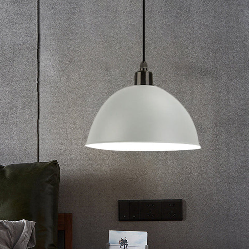 Industrial Style Metal Suspension Lamp With Dome Shade - Black/Gray 1 Bulb Pendant Light For Dining