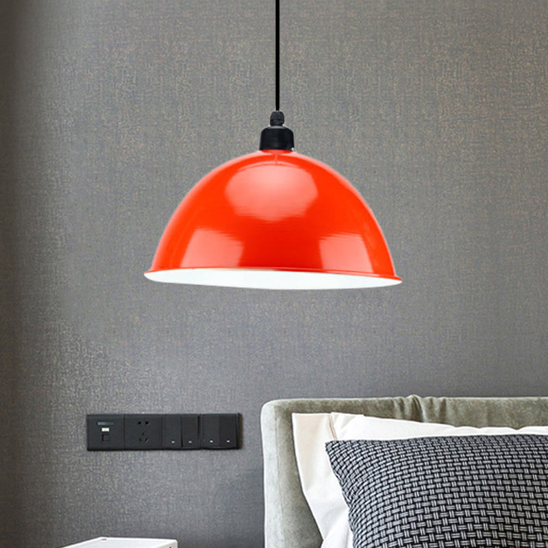 Suspension en métal noir/gris à 1 ampoule avec abat-jour en forme de dôme industriel pour salle à manger, 12"/14" de largeur
