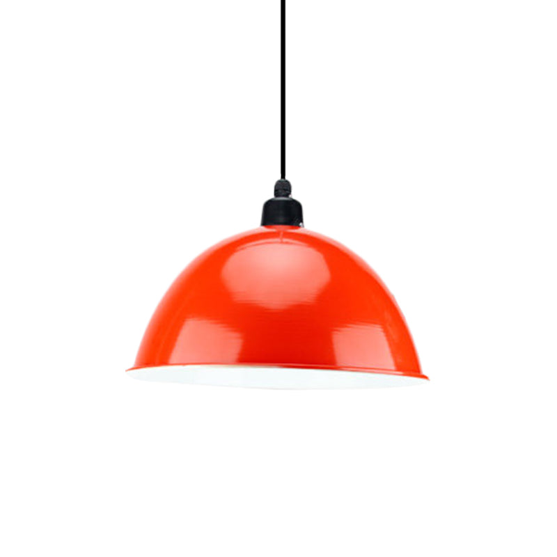 Suspension en métal noir/gris à 1 ampoule avec abat-jour en forme de dôme industriel pour salle à manger, 12"/14" de largeur