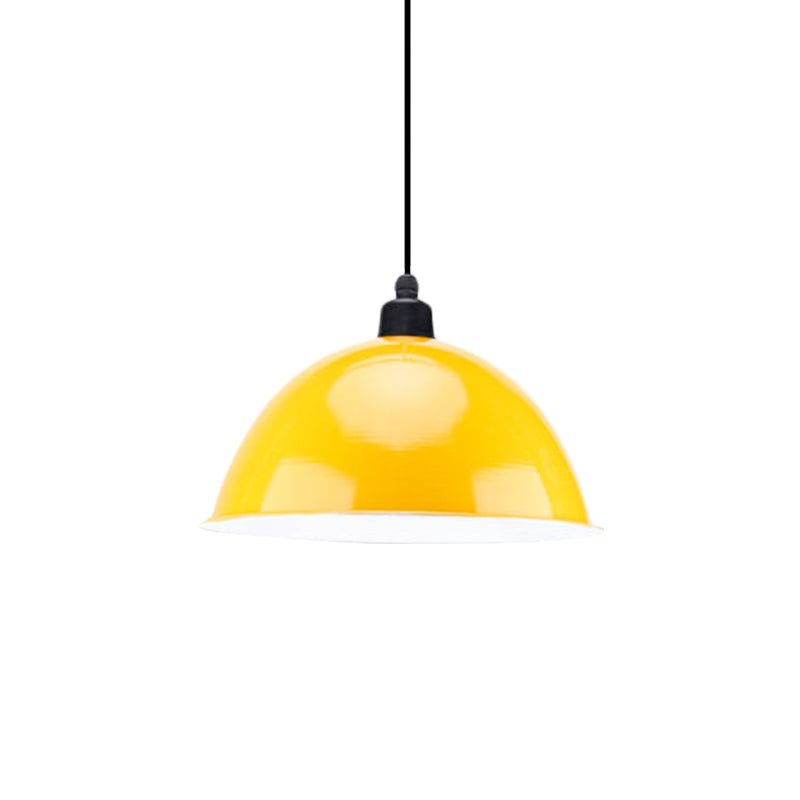 Suspension en métal noir/gris à 1 ampoule avec abat-jour en forme de dôme industriel pour salle à manger, 12"/14" de largeur