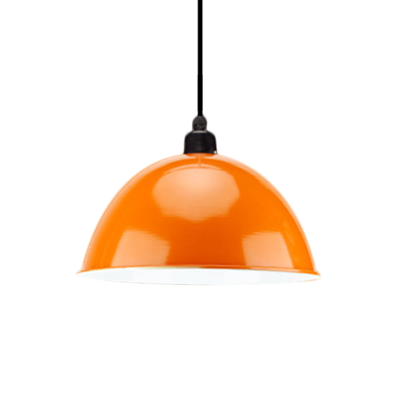 Suspension en métal noir/gris à 1 ampoule avec abat-jour en forme de dôme industriel pour salle à manger, 12"/14" de largeur