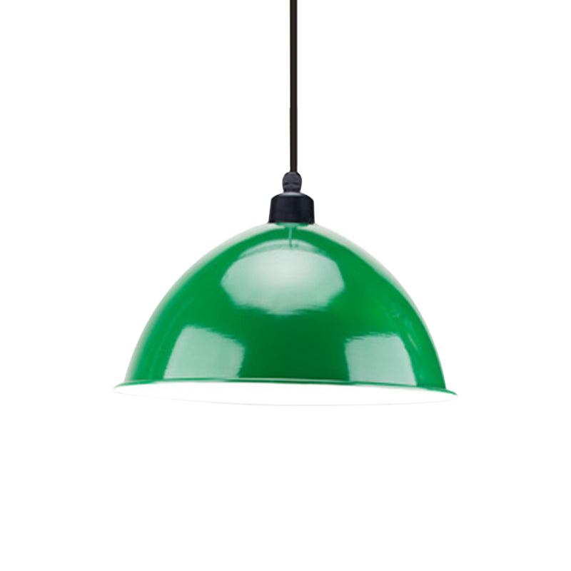 Suspension en métal noir/gris à 1 ampoule avec abat-jour en forme de dôme industriel pour salle à manger, 12"/14" de largeur