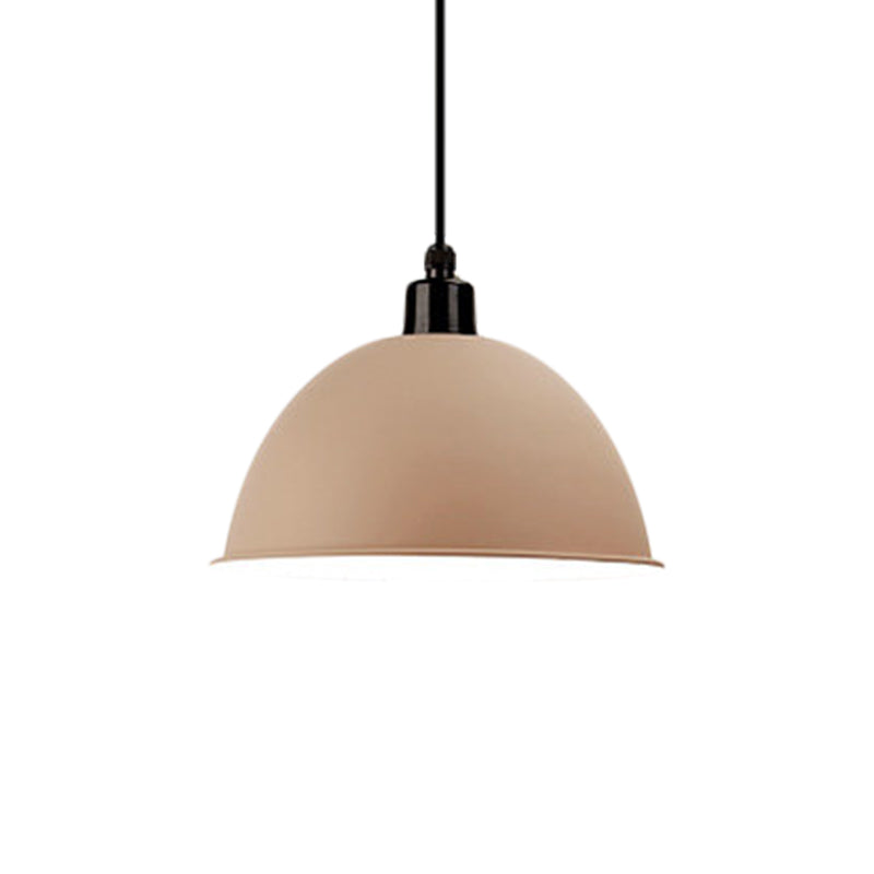 Suspension en métal noir/gris à 1 ampoule avec abat-jour en forme de dôme industriel pour salle à manger, 12"/14" de largeur