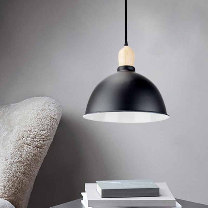 Retro Dome Shade Hanging Light - Metallic Pendant Fixture For Dining Table 1 Head Ceiling Lamp In