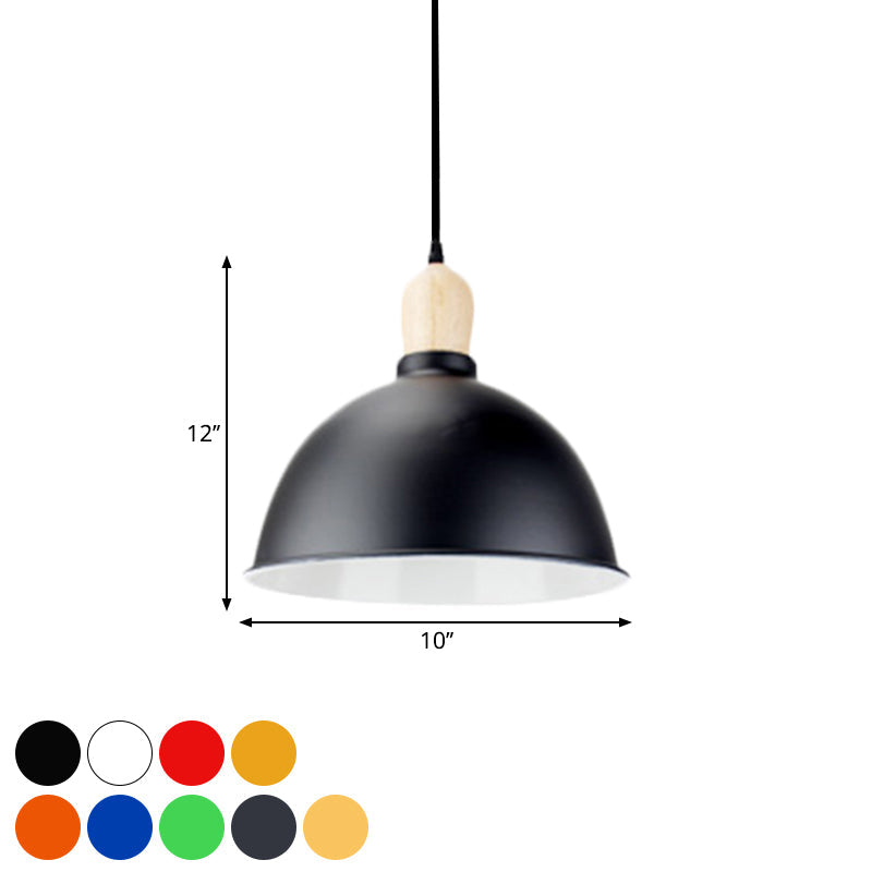 Retro Dome Shade Hanging Light - Metallic Pendant Fixture For Dining Table 1 Head Ceiling Lamp In