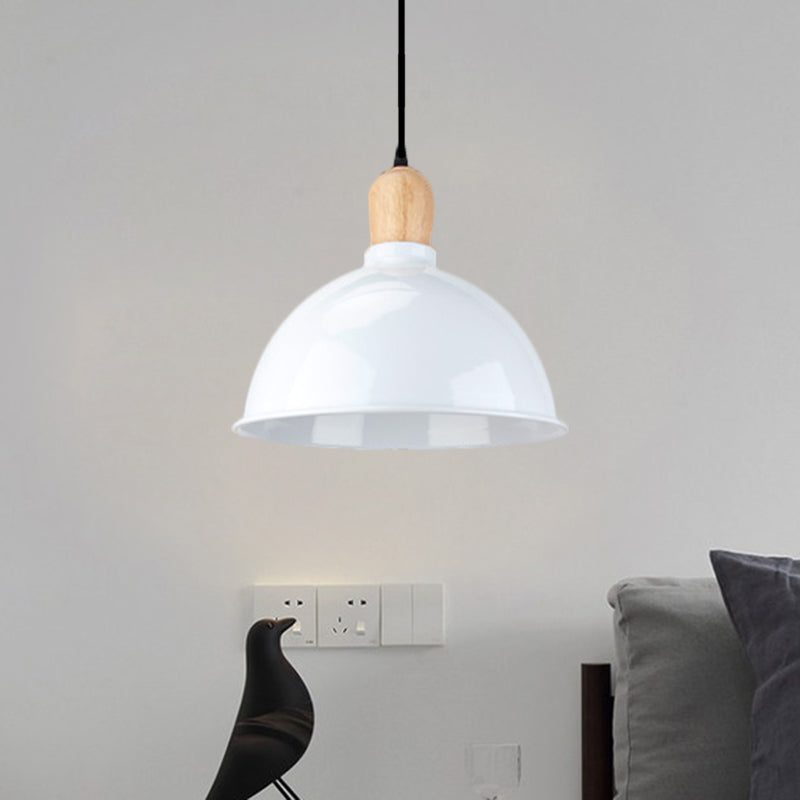 Retro Dome Shade Hanging Light - Metallic Pendant Fixture For Dining Table 1 Head Ceiling Lamp In