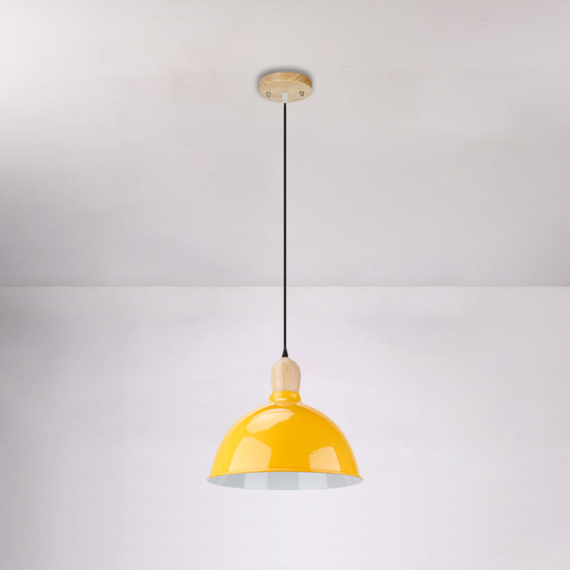Retro Dome Shade Ceiling Pendant - Metallic Hanging Light with 1 Head for Dining Table, Black/White