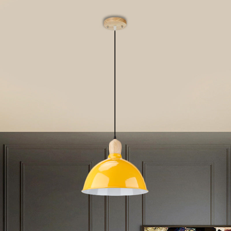 Retro Dome Shade Hanging Light - Metallic Pendant Fixture For Dining Table 1 Head Ceiling Lamp In