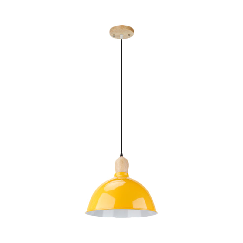 Retro Dome Shade Ceiling Pendant - Metallic Hanging Light with 1 Head for Dining Table, Black/White