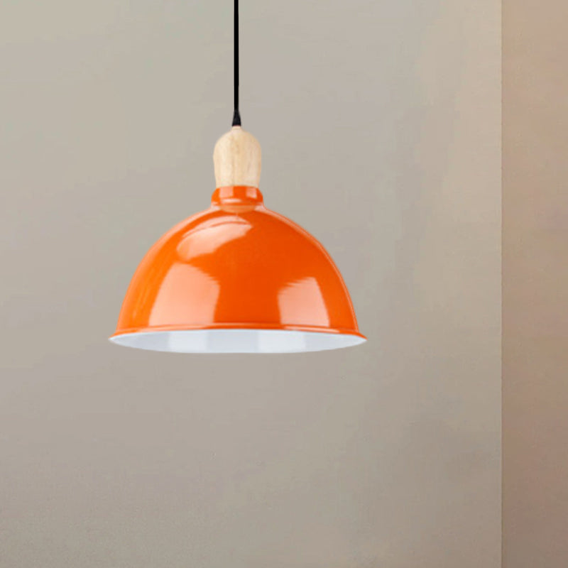 Retro Dome Shade Hanging Light - Metallic Pendant Fixture For Dining Table 1 Head Ceiling Lamp In