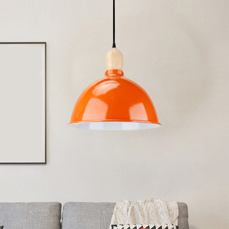 Retro Dome Shade Hanging Light - Metallic Pendant Fixture For Dining Table 1 Head Ceiling Lamp In