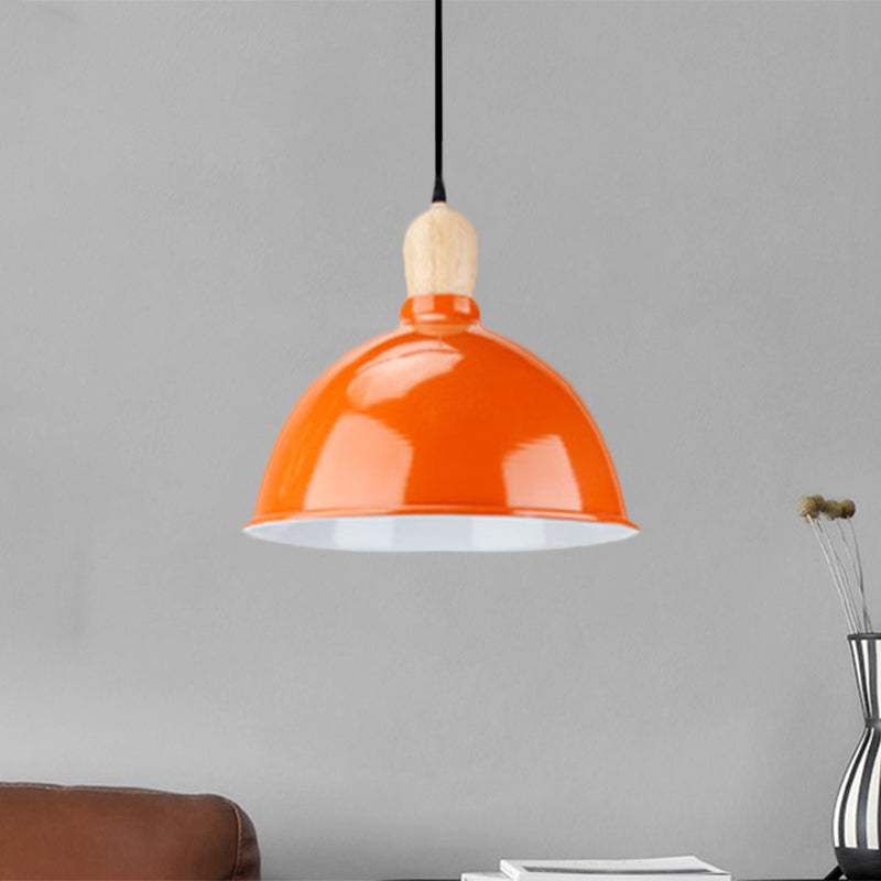 Retro Dome Shade Hanging Light - Metallic Pendant Fixture For Dining Table 1 Head Ceiling Lamp In