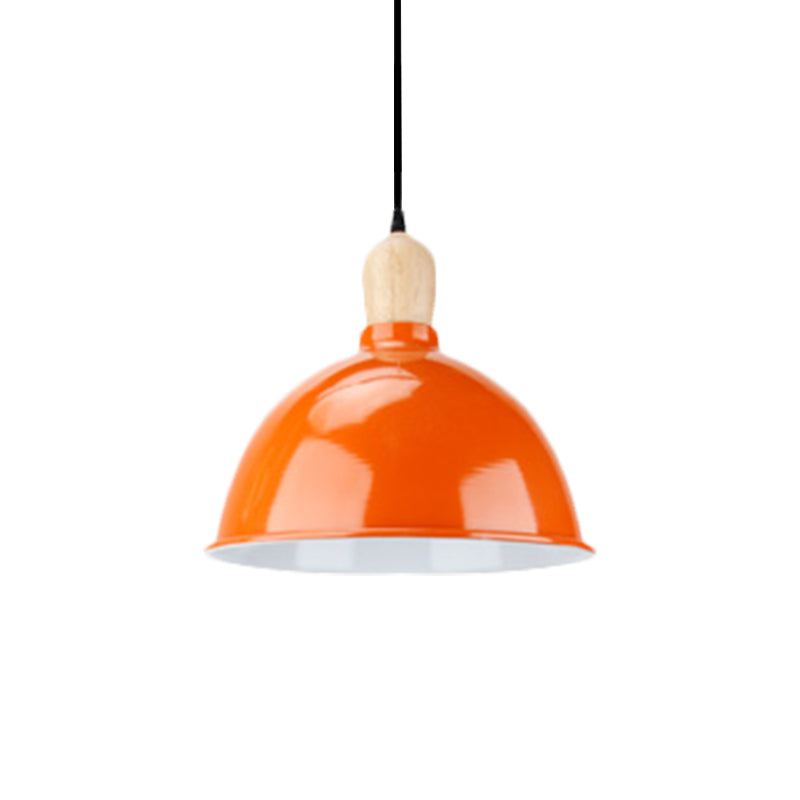Retro Dome Shade Hanging Light - Metallic Pendant Fixture For Dining Table 1 Head Ceiling Lamp In