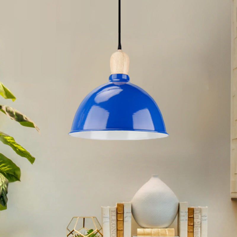 Retro Dome Shade Hanging Light - Metallic Pendant Fixture For Dining Table 1 Head Ceiling Lamp In