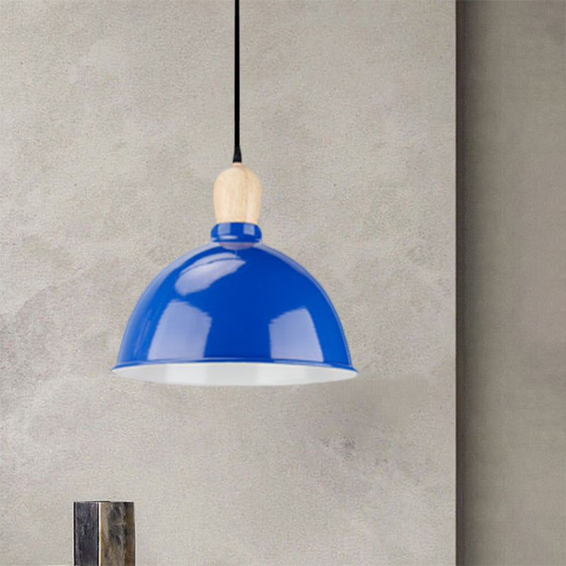 Retro Dome Shade Hanging Light - Metallic Pendant Fixture For Dining Table 1 Head Ceiling Lamp In
