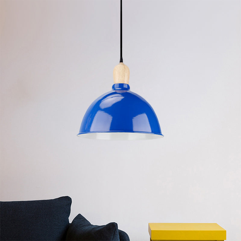Retro Dome Shade Hanging Light - Metallic Pendant Fixture For Dining Table 1 Head Ceiling Lamp In