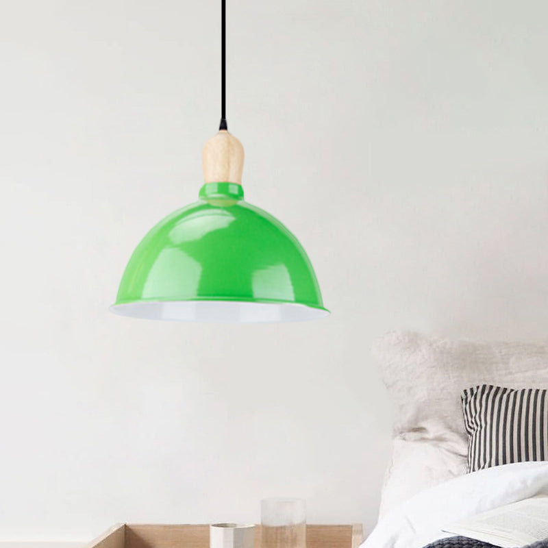Retro Dome Shade Hanging Light - Metallic Pendant Fixture For Dining Table 1 Head Ceiling Lamp In