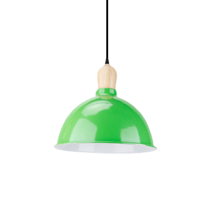Retro Dome Shade Ceiling Pendant - Metallic Hanging Light with 1 Head for Dining Table, Black/White