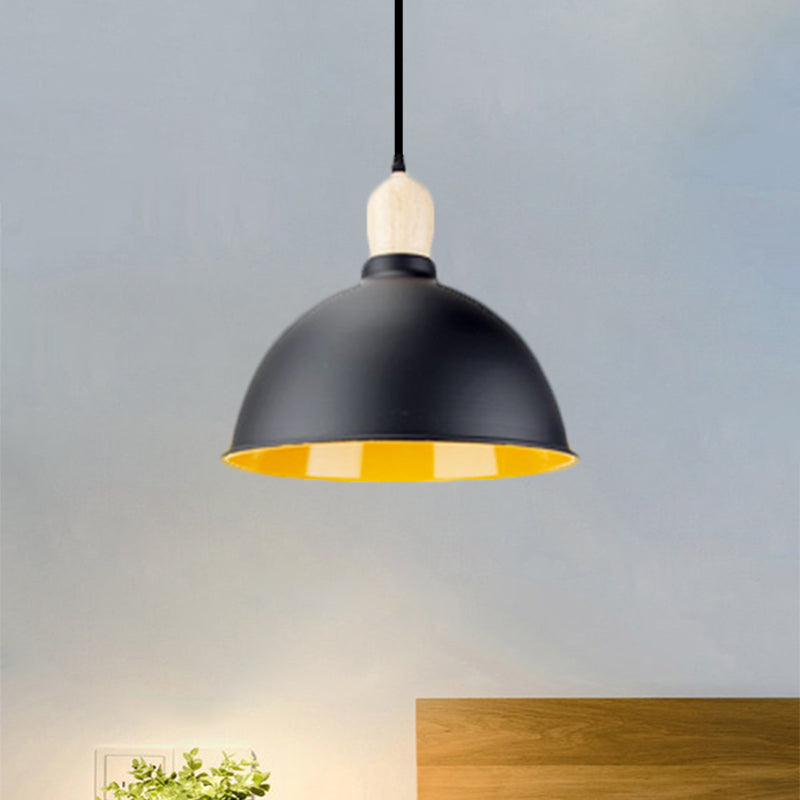 Retro Dome Shade Hanging Light - Metallic Pendant Fixture For Dining Table 1 Head Ceiling Lamp In