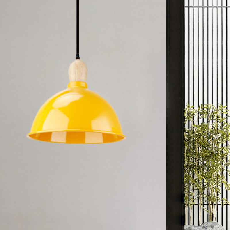 Retro Dome Shade Hanging Light - Metallic Pendant Fixture For Dining Table 1 Head Ceiling Lamp In