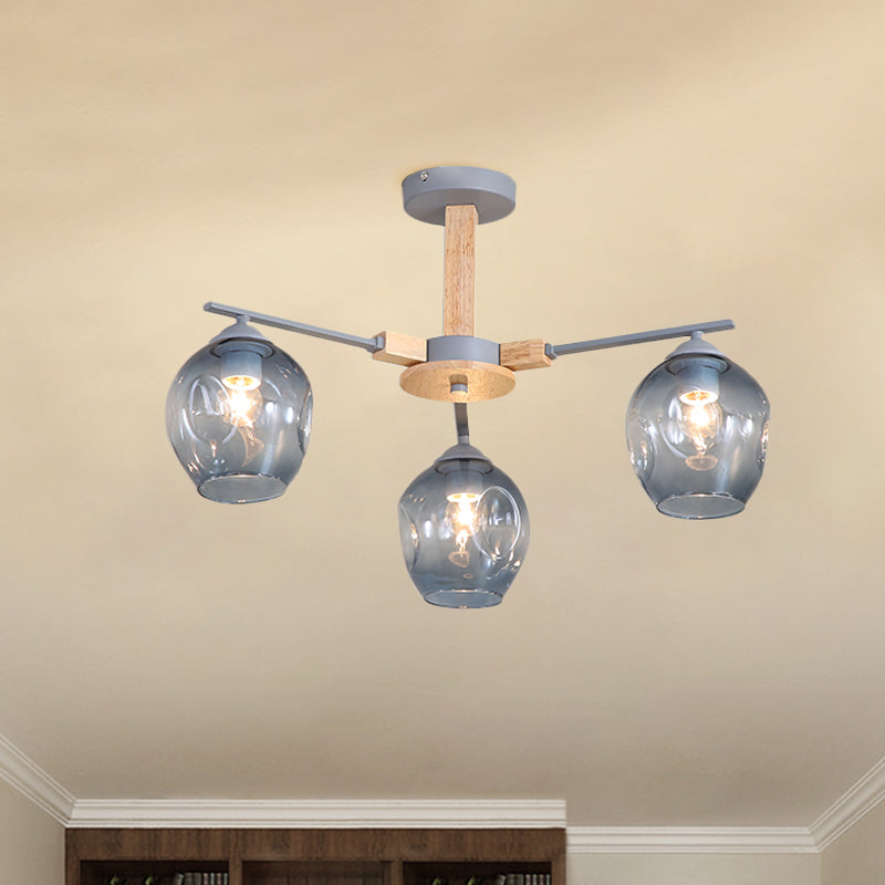 Modern Smoke Gray Glass Pendant Chandelier - 3/6 Light Modo Hanging Fixture for Living Room