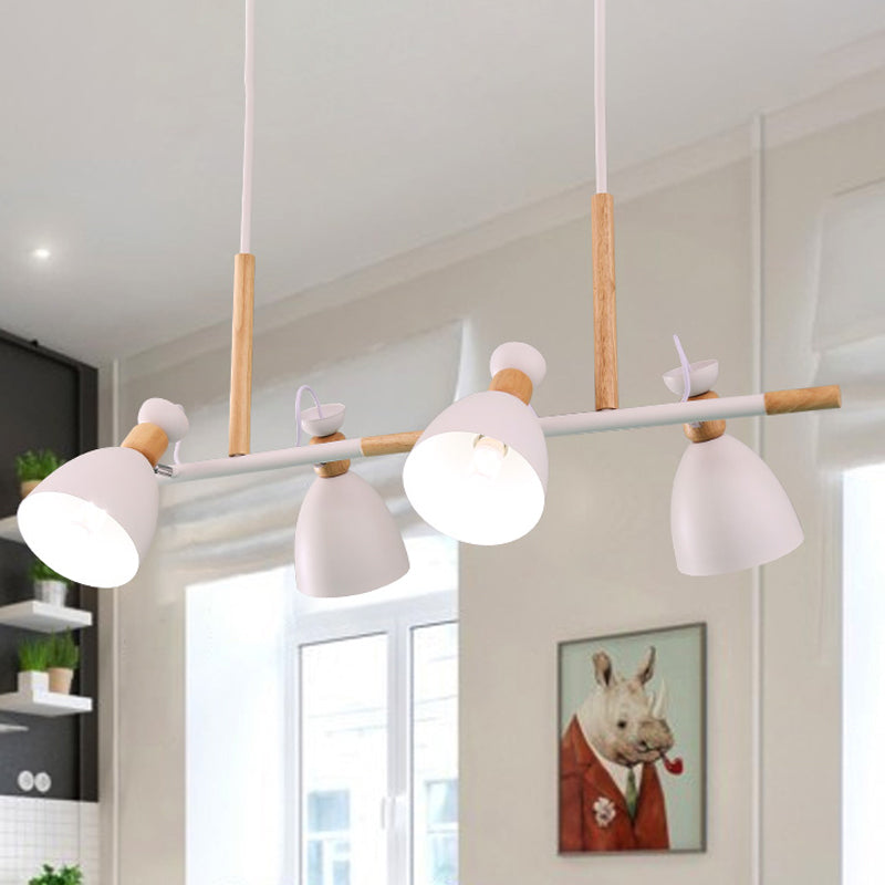 Green/Grey/White Metal Dome Shade Island Chandelier - Nordic Style Pendant Lamp With 4 Heads