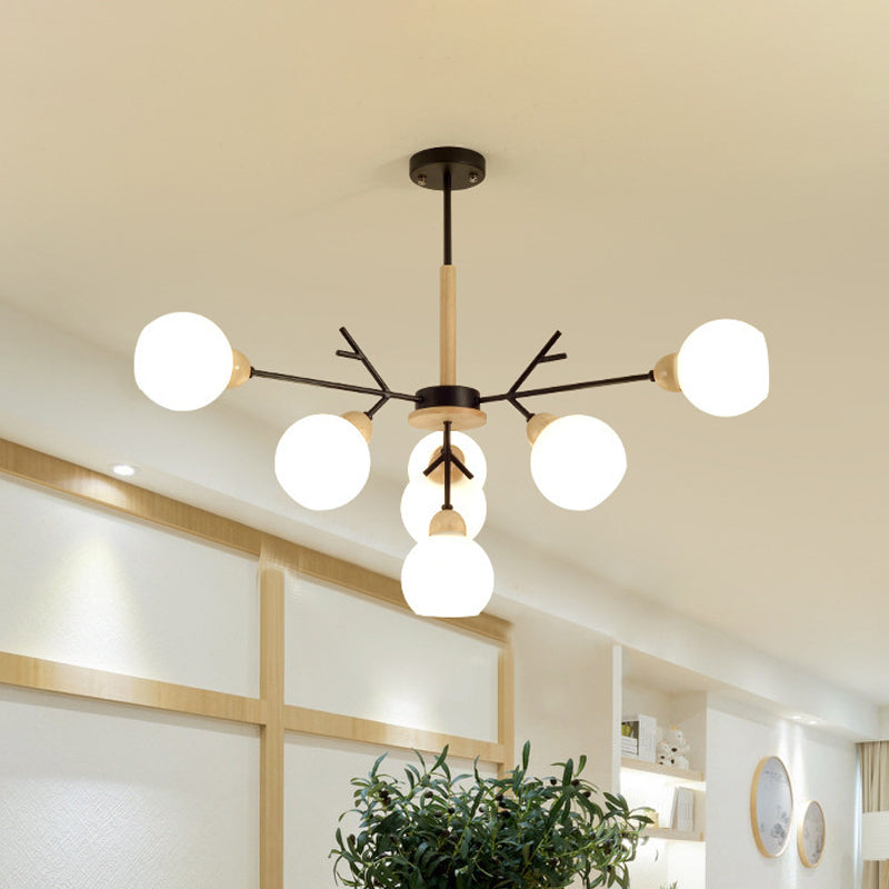 Contemporary Opal Glass Branch Chandelier - 7/13 Lights Pendant for Restaurants