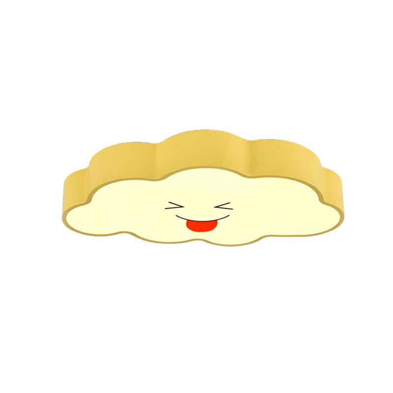 Child-Friendly Yellow Cloud Flush Mount Ceiling Lamp for Kindergarten