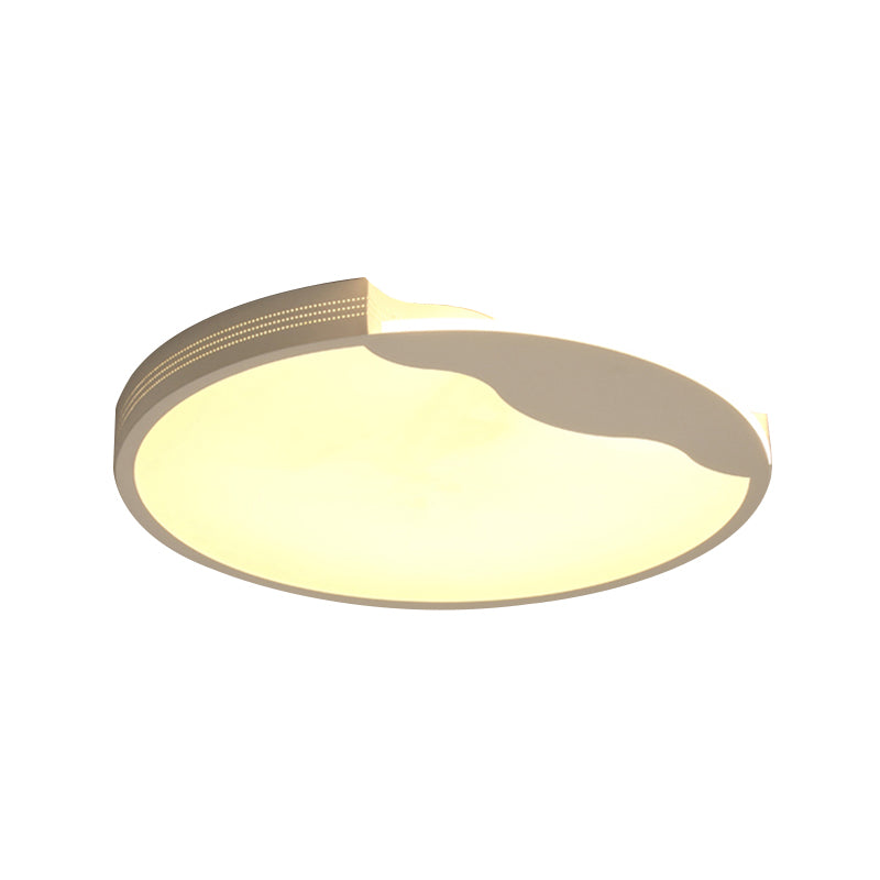 Modern White LED Flush Mount Ceiling Light Fixture with Acrylic Shade – Warm/White Lighting, 16"/19.5" Width
